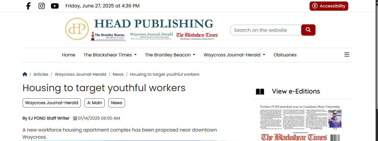 Housing to target youthful workers - The Blackshear Times